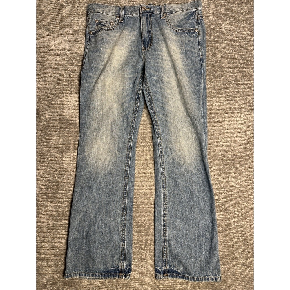 Aeropostale Driggs Slim Boot Mens Jeans 34x34 (Fits 34x32) Medium Wash Blue